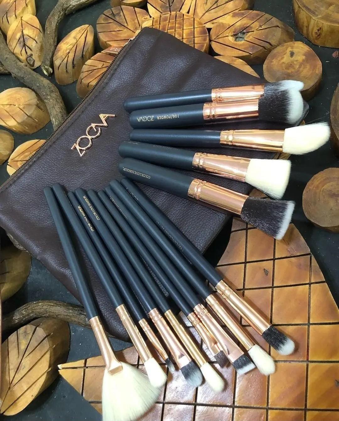 Zoeva 15pc Makeup Brushes Set with Leather Pouch