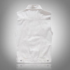 White Sleeveless Denim Vest for Men Plus Size