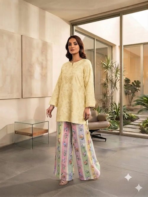 2 Pcs Women's Unstitched Chikankari Embroidered Suit
