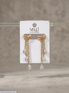 Golden Crystal Earrings for Women 2 Pcs