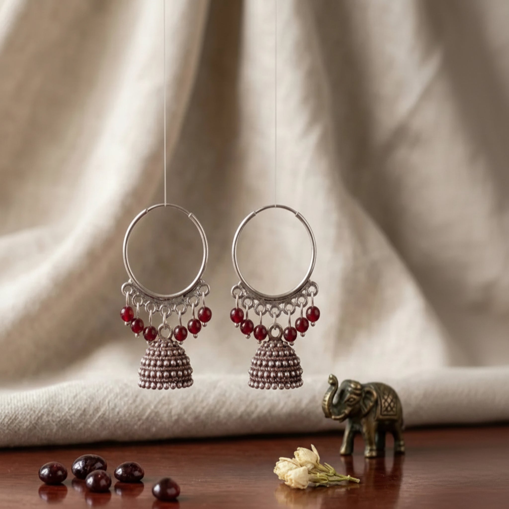 Funky Silver Plated Jhumka Earrings for Women 2 Pcs