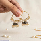Golden Crystal Jhumka Earrings for Women