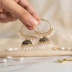 Golden Crystal Jhumka Earrings for Women