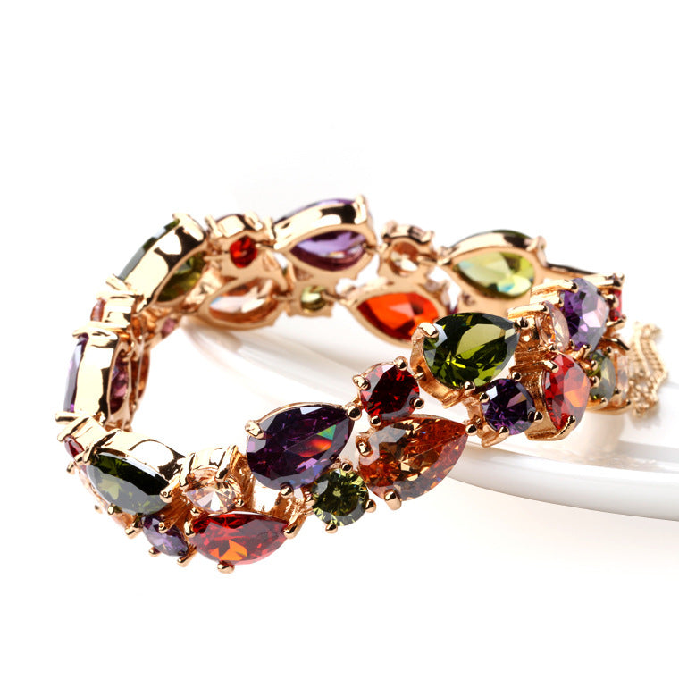 Rainbow Zircon Bracelet Rose Gold Pakistani Women