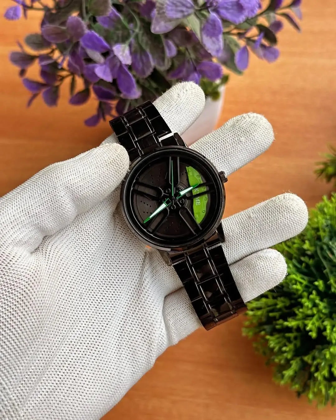 Stainless Steel Spinning Watch Black Red Pakistani