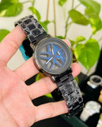Stainless Steel Spinning Watch Black Red Pakistani
