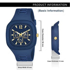 Blue Analog Watch with Gold Accents for Men