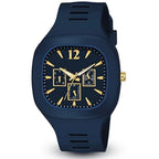 Blue Analog Watch with Gold Accents for Men