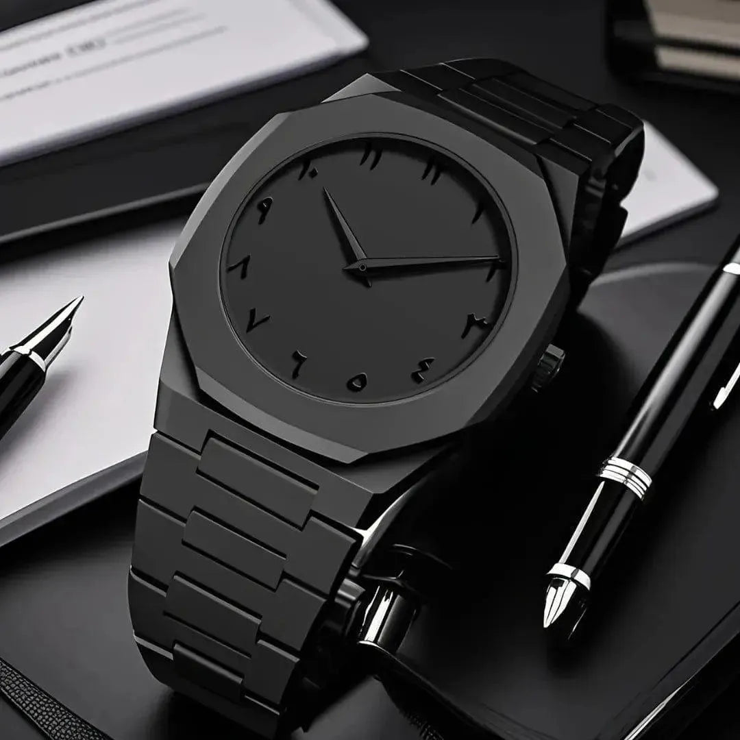 Men's Carbon Fiber Black Arabic Watch