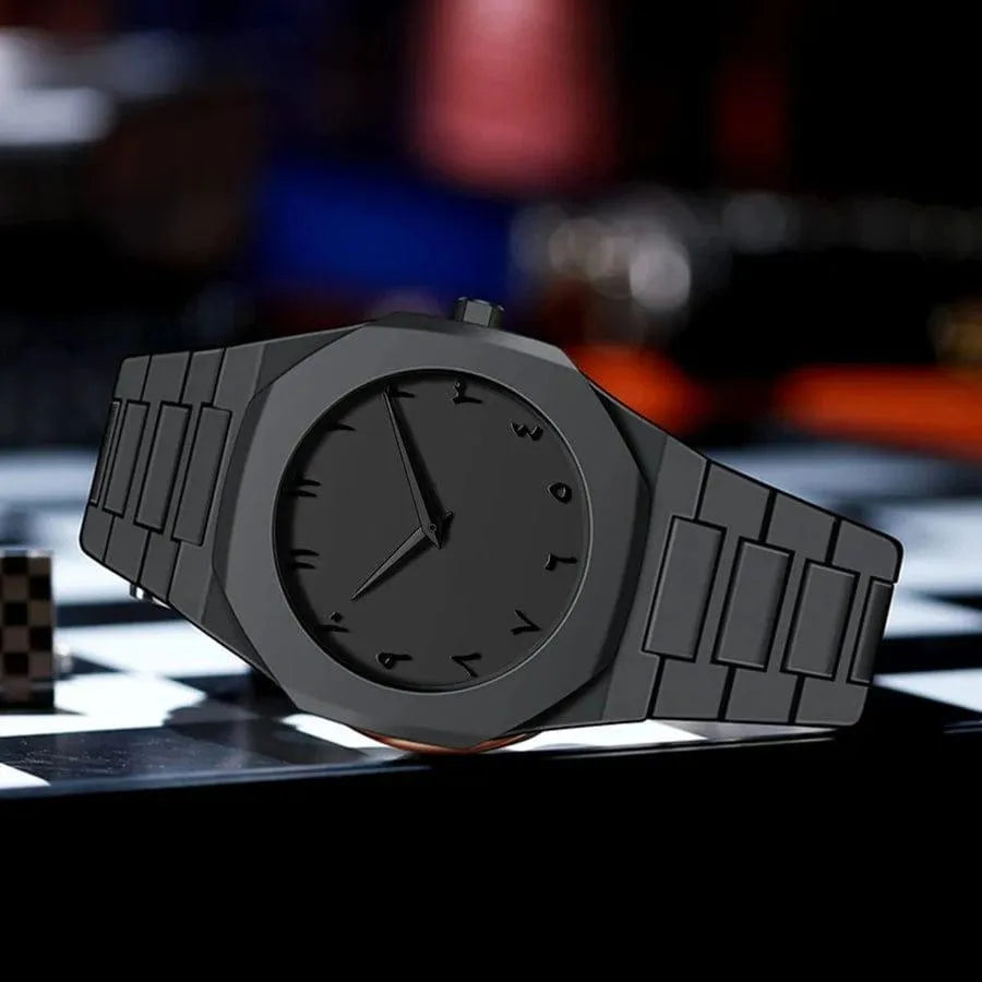 Men's Carbon Fiber Black Arabic Watch