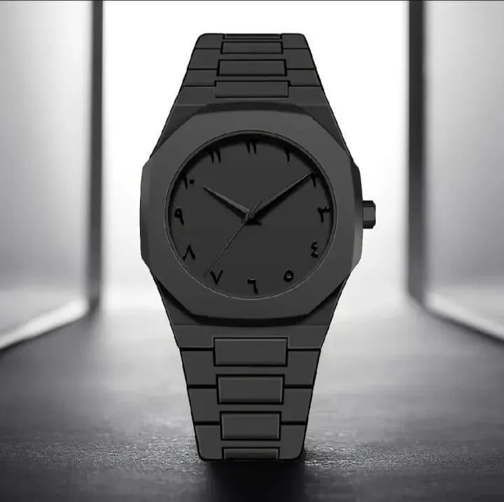 Men's Carbon Fiber Black Arabic Watch