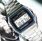 Stainless Steel Digital Watch for Men Silver Water Resistant