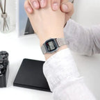 Stainless Steel Digital Watch for Men Silver Water Resistant