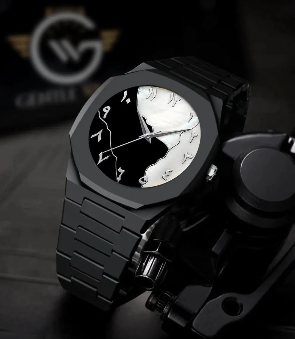 Men's Black Carbon Fiber Arabic Dial Watch