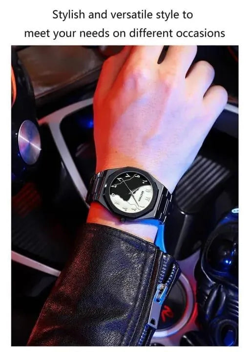 Men's Black Carbon Fiber Arabic Dial Watch