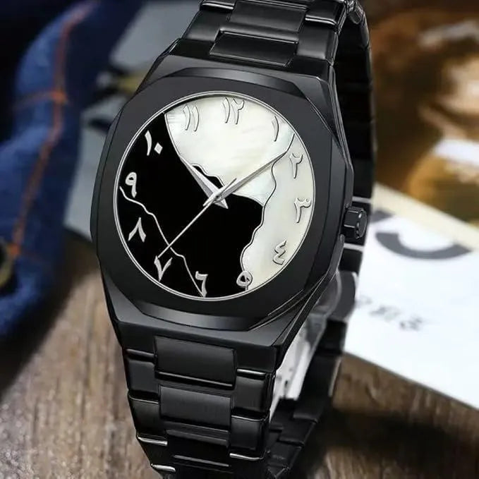 Men's Black Carbon Fiber Arabic Dial Watch