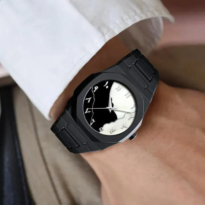 Men's Black Carbon Fiber Arabic Dial Watch