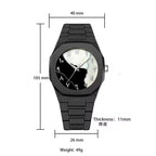 Men's Black Carbon Fiber Arabic Dial Watch