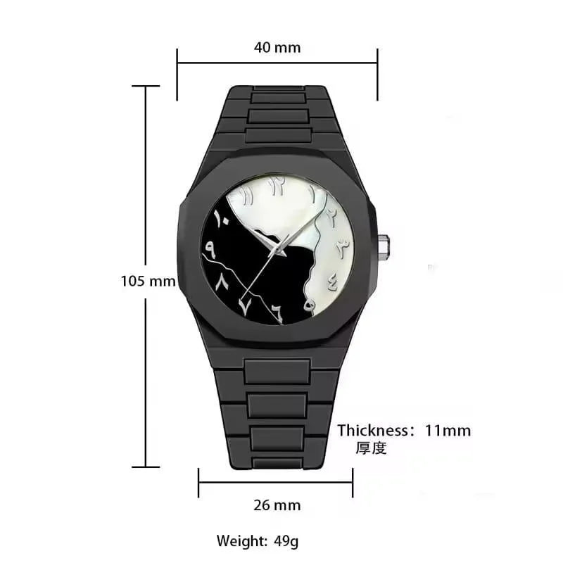 Men's Black Carbon Fiber Arabic Dial Watch