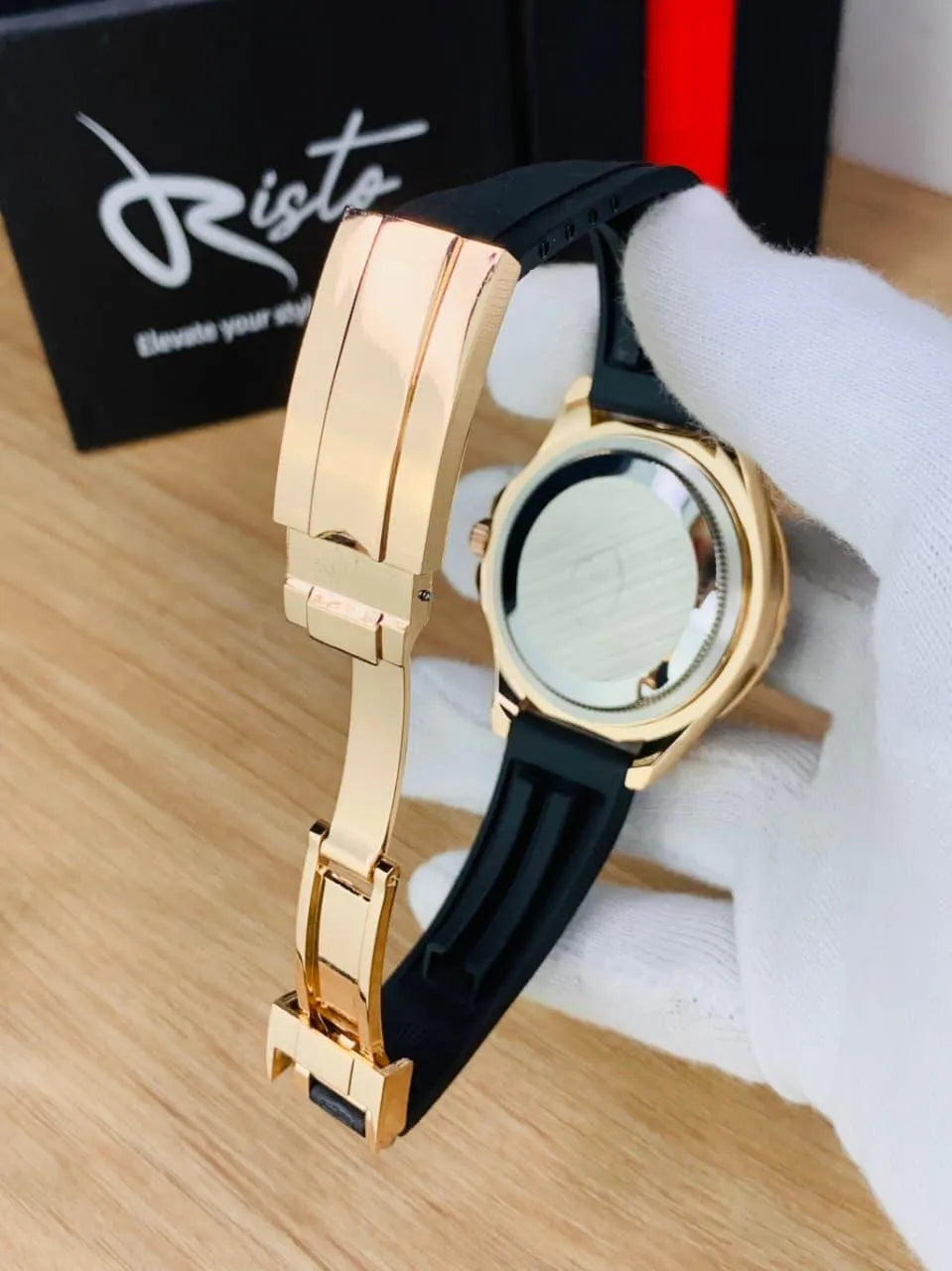 Men's Rolex Submariner Gold Black Water Resistant Watch