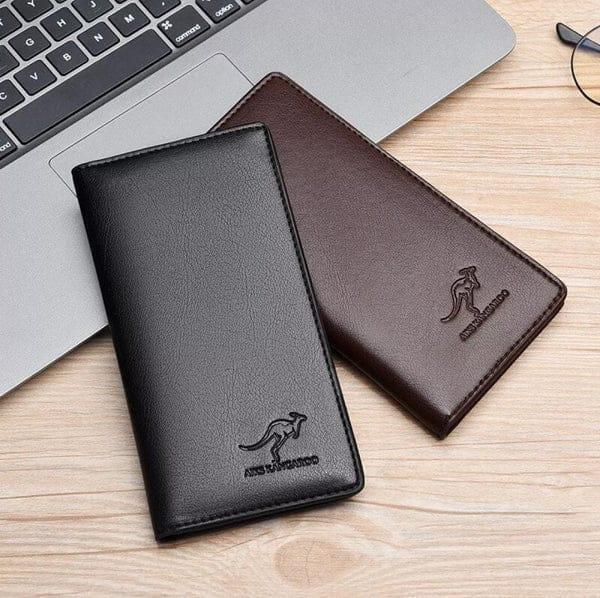 Premium Leather Wallet for Men Black Brown Kangaroo Logo