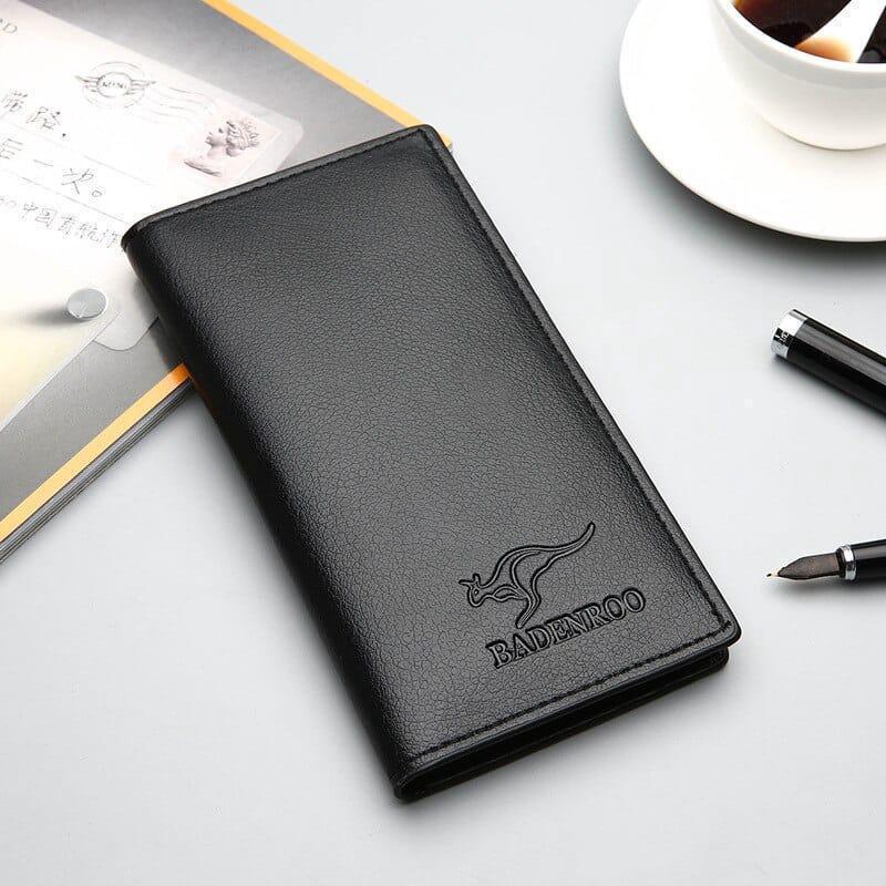 Premium Leather Wallet for Men Black Brown Kangaroo Logo