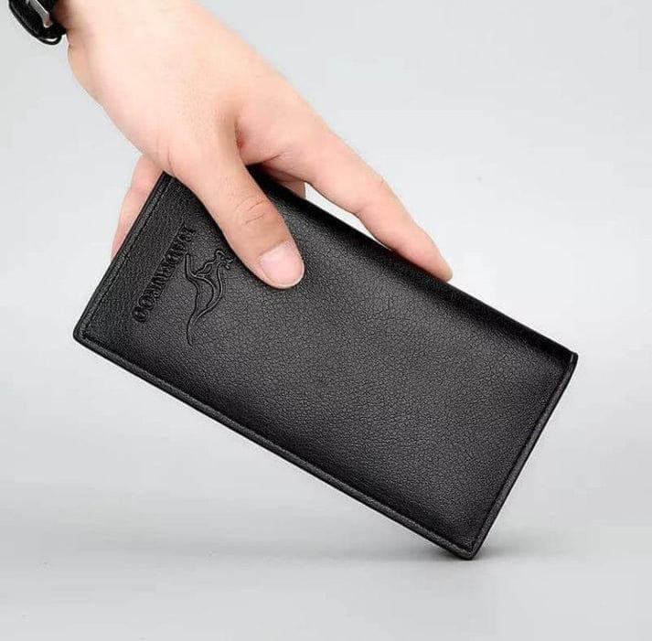 Premium Leather Wallet for Men Black Brown Kangaroo Logo