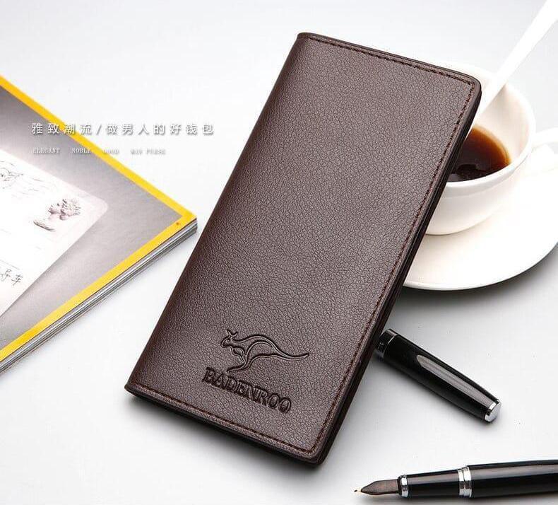 Premium Leather Wallet for Men Black Brown Kangaroo Logo