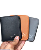 Men's Leather Wallet Black Orange Gray Puma Logo