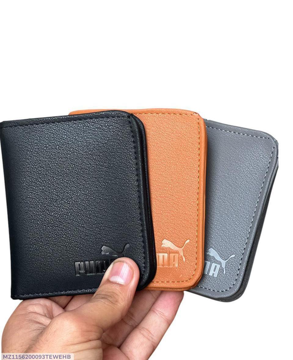 Men's Leather Wallet Black Orange Gray Puma Logo