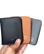 Men's Leather Wallet Black Orange Gray Puma Logo