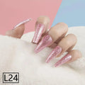 Fancy Glitter Multicolor Long Sticker Nails Pack