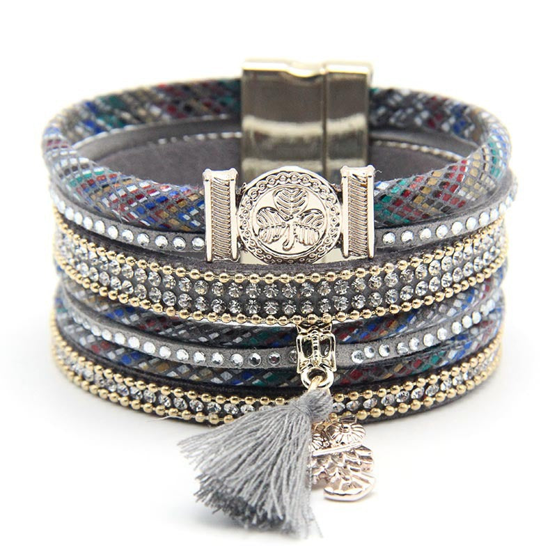 Multi Layered Gold Tassel Bracelet for Women