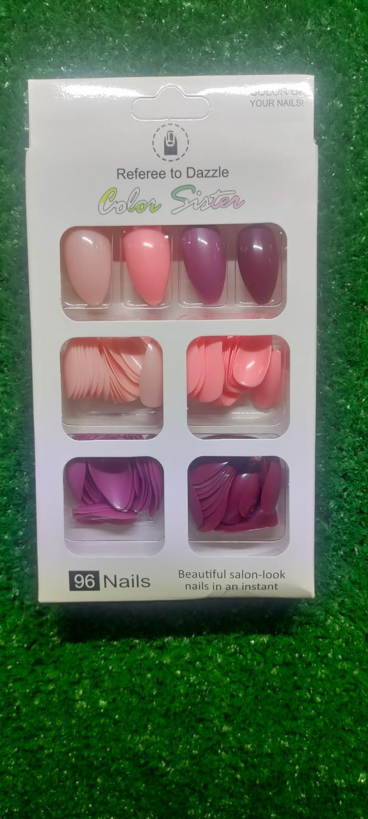 Customizable Multicolor Acrylic Fake Nails 96 Count