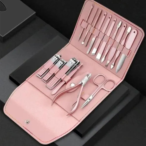 16-in-1 Stainless Steel Nail Cutter Set Multicolor Foldable Bag