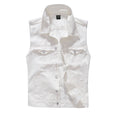 White Sleeveless Denim Vest for Men Plus Size