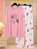 2 Pcs Women's Stitched Jersey Printed Night Suit