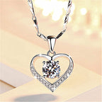 Silver Heart Pendant Necklace Korean Style Daily Wear