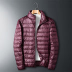 Men's Lightweight Down Jacket Grey Zippered Winter
