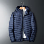 Men's Lightweight Down Jacket Grey Zippered Winter