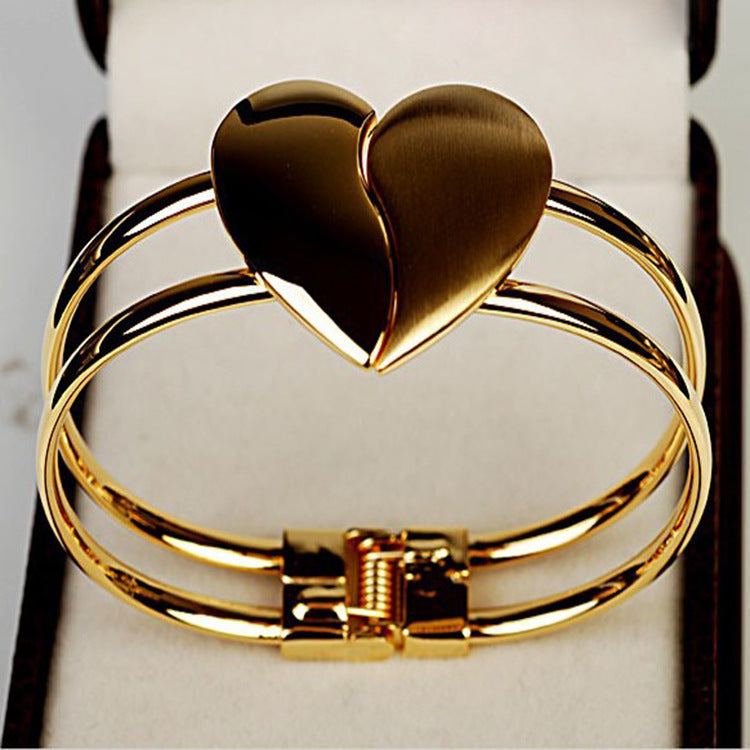Double Heart Gold Bracelet for Women
