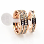 Rose Gold Double Row Diamond Crystal Ring for Women