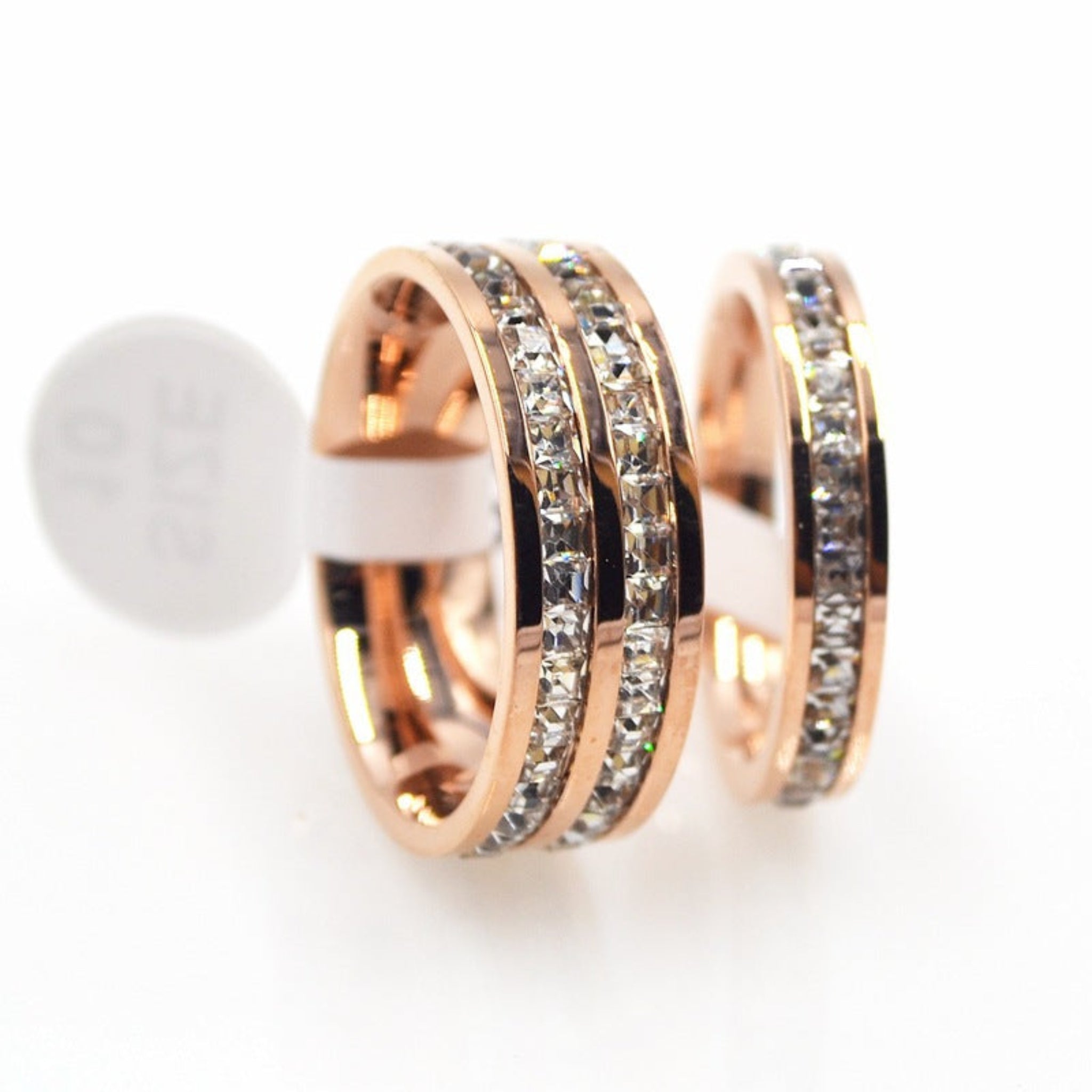 Rose Gold Double Row Diamond Crystal Ring for Women