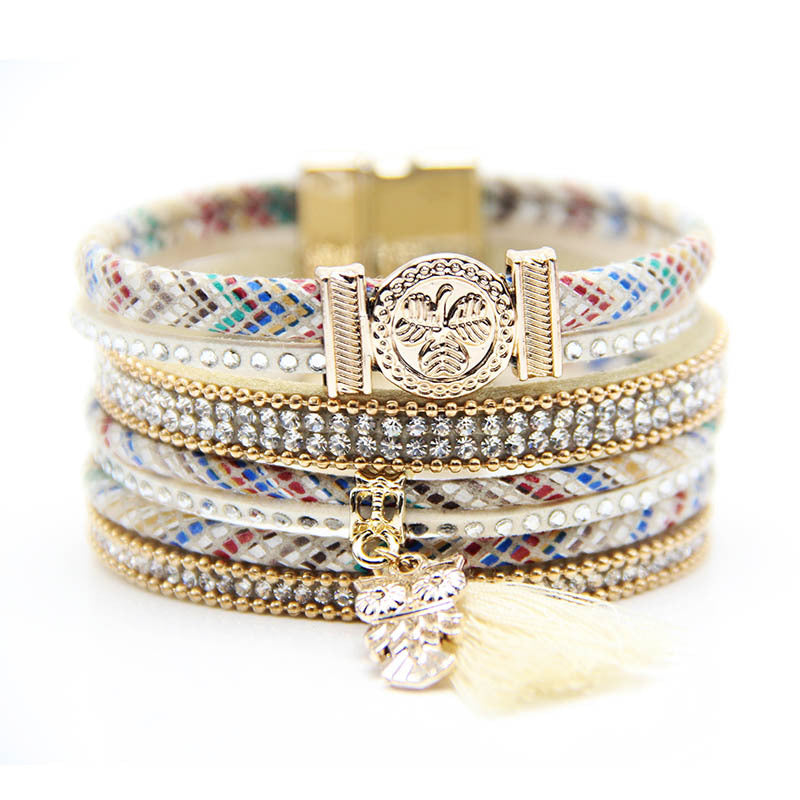 Multi Layered Gold Tassel Bracelet for Women
