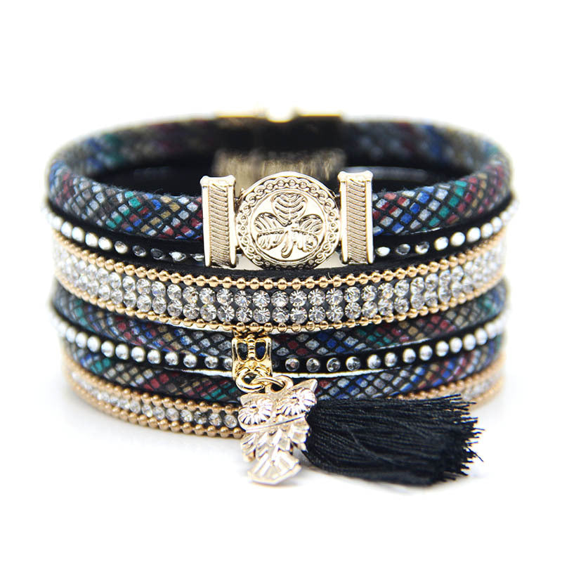 Multi Layered Gold Tassel Bracelet for Women