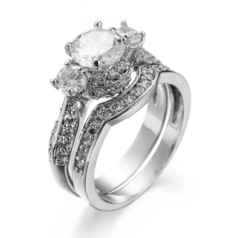 White Zircon Couple Rings for Men Women Engagement Jewelry