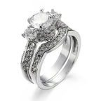White Zircon Couple Rings for Men Women Engagement Jewelry