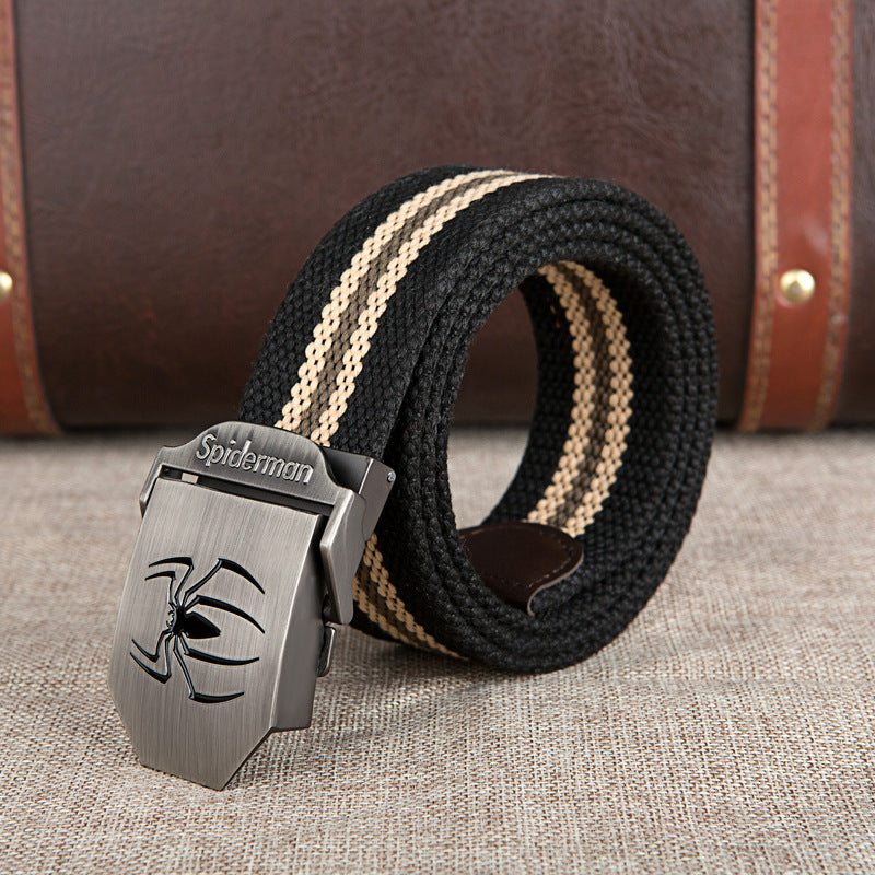 Men Spiderman Canvas Belt Gray Black Adjustable