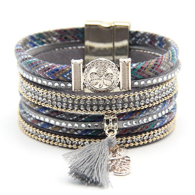 Multi Layered Gold Tassel Bracelet for Women