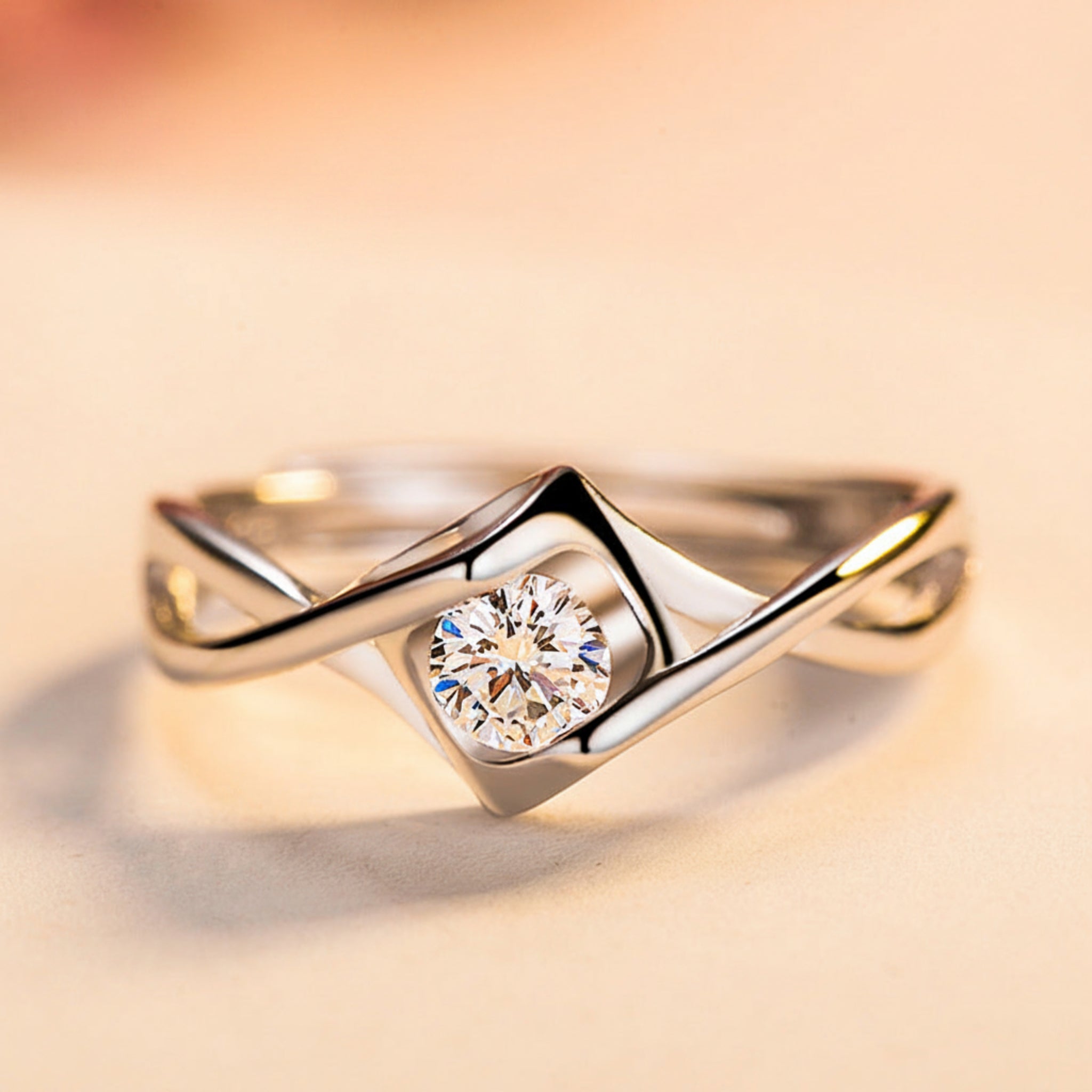 925 Sterling Silver Angel Kiss Open Ring for Women Korean Style